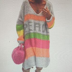 Vibrant Striped V-Neck Sweater